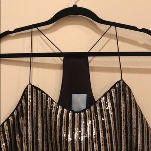 Beautiful CeCe Black Gold Silver Sequin Dress Sz10